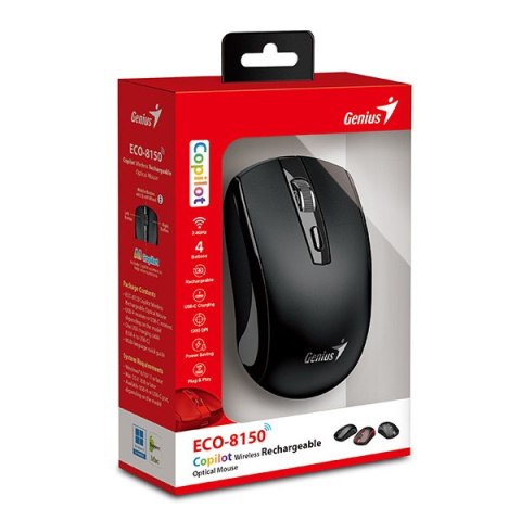 Genius ECO-8150 Mysz bezprzewodowa, czarna, 1200DPI