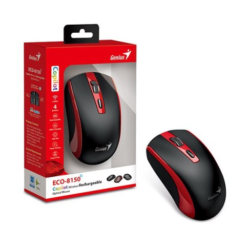 Genius ECO-8150 Mysz bezprzewodowa, czarno-czerwona, 1200DPI