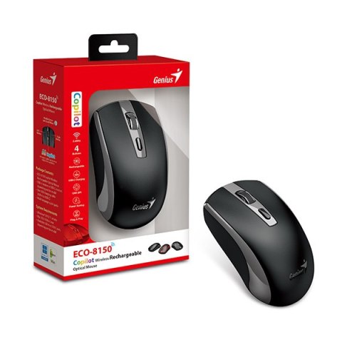 Genius ECO-8150 Mysz bezprzewodowa, czarno-szara, 1200DPI