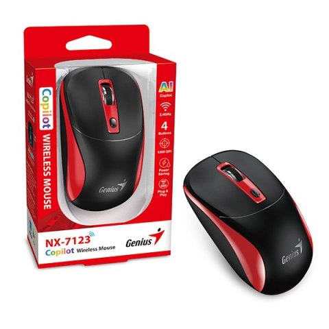 Genius NX-7123 Mysz bezprzewodowa, czarno-czerwona, 1200DPI