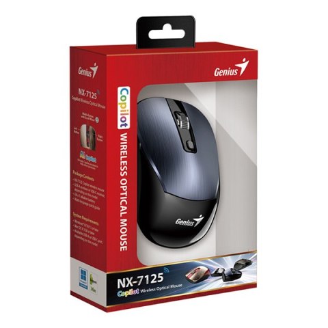Genius NX-7125 Mysz bezprzewodowa, metaliczna szara, 1200DPI