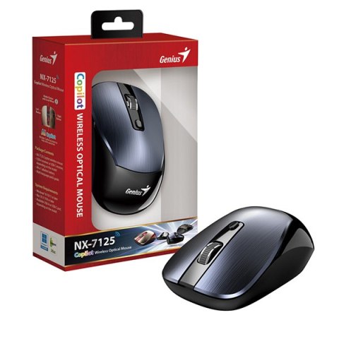 Genius NX-7125 Mysz bezprzewodowa, metaliczna szara, 1200DPI