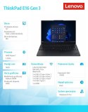 Laptop ThinkPad E16 G3 21ST0035PB W11Pro 7 250//16GB/512GB/INT/16.0 WUXGA/Black/1YR Premier + 3YR OS + CO2 Offset
