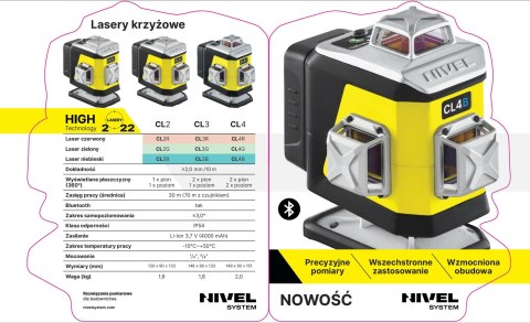 NIVEL SYSTEM LASER KRZYZOWY CL4B 4x360 wiązka niebieska