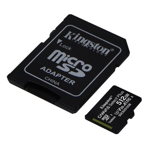 Kingston karta Canvas Select Plus, 512GB, micro SDXC, SDCS2/512GB, UHS-I U1 (Class 10), z adapterm, A1