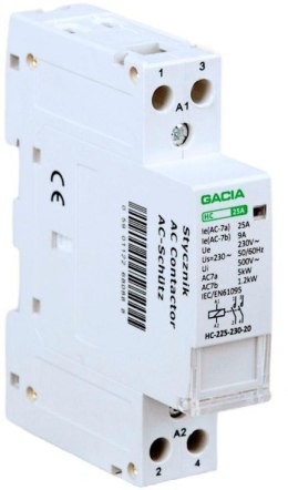 Stycznik modułowy 2 biegunowy 1P/2T/25A 2NO 230V GACIA HC 2P/25A 2NO 230V