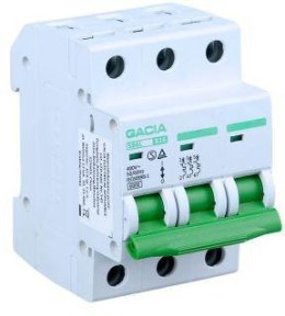 Wyłącznik nadmiarowoprądowy,6kA,B,3-pola,50A GACIA SB6L B 3P 50A