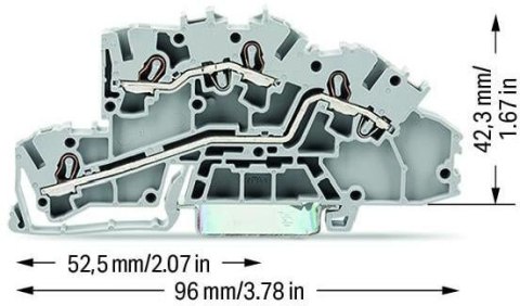 Złączka szynowa WAGO 2‑piętrowa 2,5mm2 L/L szara 2003‑7642 TOPJOBS 50szt