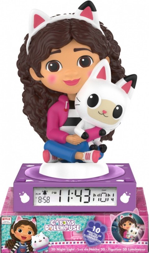 Lampka 3D z budzikiem Koci Domek Gabi