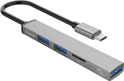 Orico Hub USB-C 3xport USB-A, czytnik microSD, alu