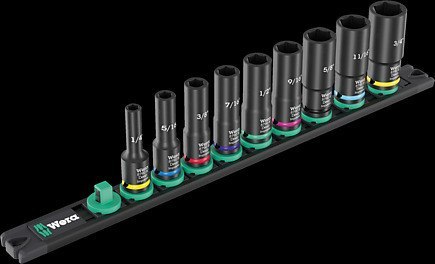 ZES. KLUCZY NASADOWYCH UDAR, 3/8'' 9 CZĘŚ.LISTWA MAGNETYCZN