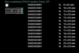 ZESTAW NASADEK UDAROWYCH 3/8 DŁUGIE, 14 CZ.