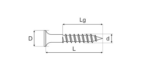 WKRĘT DO DREWNA OCYNK ŻÓŁTY 3.5*45MM GWINT NIEPEŁNY