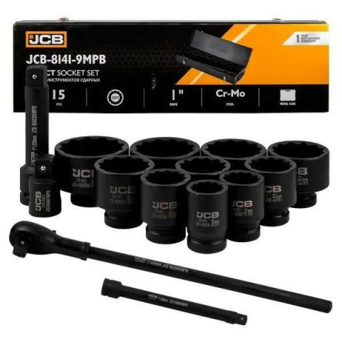 JCB ZESTAW KLUCZY UDAR.15el. 1" 12-KĄT. (36-80mm)