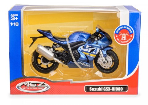 Motocykl MSZ 1:18 Suzuki GSX-R1000 niebieski