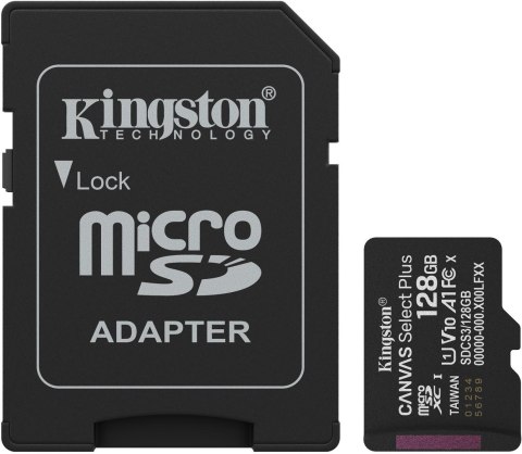 Karta pamięci microSD 128GB Kingston Canvas Select Plus microSDXC C10 UHS-1 128GB