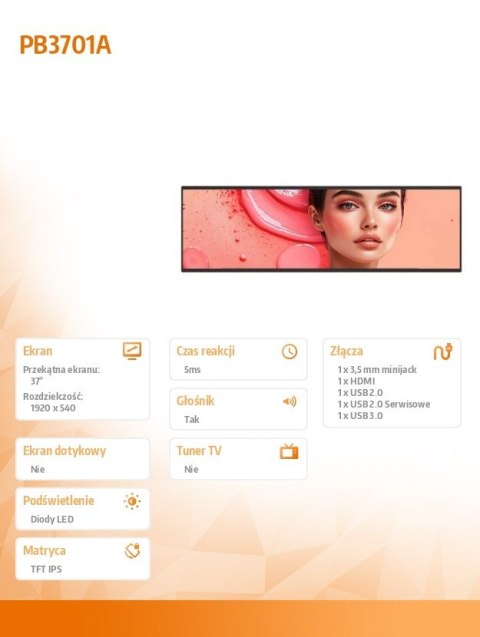Monitor wielkoformatowy PB-3701A 37 cali 32:9 700NIT SLIM