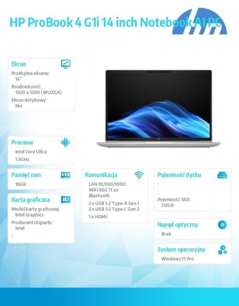Notebook ProBook 4 G1i U5-225U 512GB/16GB/W11P/14.0 C51LDET