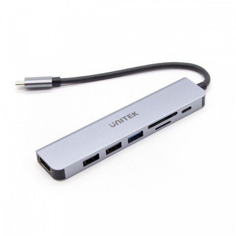 HUB USB-C 7w1 Aluminium PD 100W ; 5 Gbps ; HDMI 4K