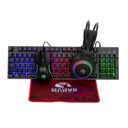Marvo LOOT 40 zestaw klawiatura przewodowa (USB) CZ/SK, czarna mysz dla gracza, podkładka, klawiatura, podświetlona