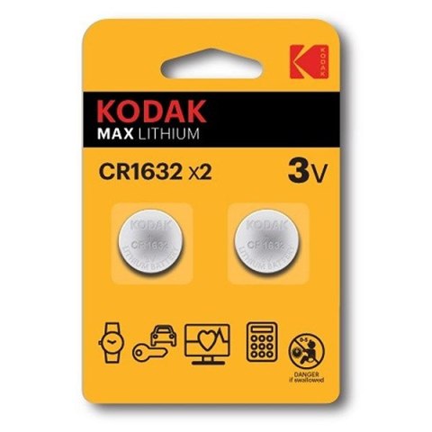 Kodak MAX Jednorazowa litowa baterie CR1632, 2-pack