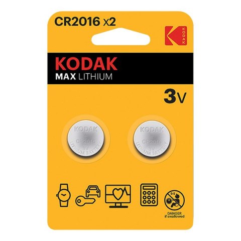 Kodak MAX Jednorazowa litowa baterie CR2016, 2-pack