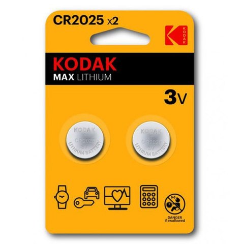 Kodak MAX Jednorazowa litowa baterie CR2025, 2-pack