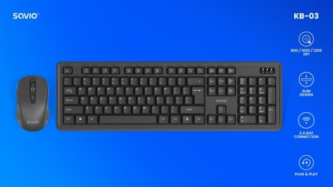 Zestaw klawiatura i mysz bezprzewodowa KB-03