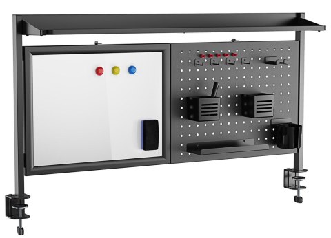 Przegroda biurkowa / organizer Ergo Office ER-301 B, max. obciążenie 10kg, biała tablica, szerokość 1116mm, czarna