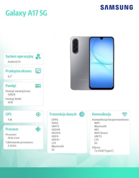 Smartfon Galaxy A17 5G 4/128GB Retail szary