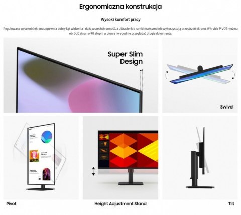 Monitor 27 cali S40GD IPS 1920x1080 FHD 16:9 2xHDMI 1xDP 2xUSB-A 2.0 1xUSB-B 5ms 100Hz HAS+PIV głośniki płaski 3YOn-Site (LS27D4