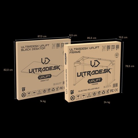 ULTRADESK UPLIFT Biurko 160X75 cm, 72-118 cm, biało-czarny