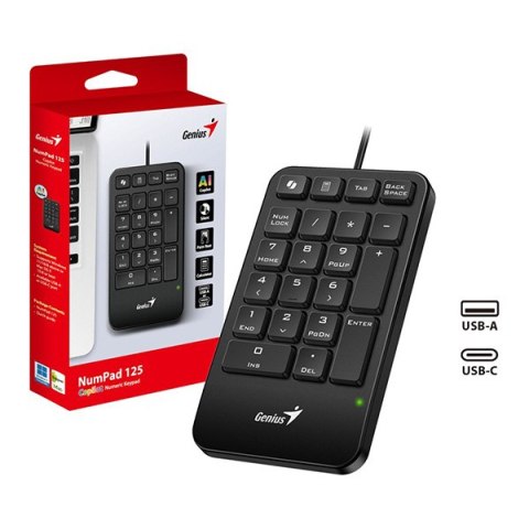 Genius NumPad 125 Copilot klawiatura numeryczna przewodowa czarna