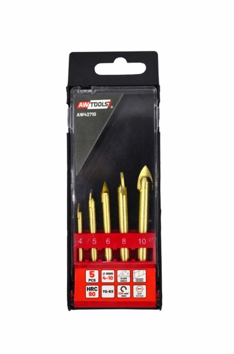 AWTOOLS ZESTAW WIERTEŁ DO SZKŁA I CERAMIKI 4-10MM 5szt.