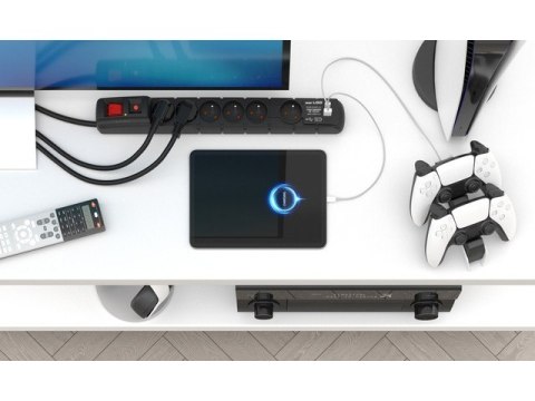 Listwa zasilająca S6 USB A+C 3M 6X 230V PD3.0 QC Czarna