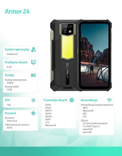 Smartfon Armor 24 4G 12/256GB IP69K Czarny