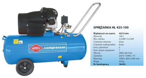KOMPRESOR AIRPRESS V 100L /HL425-100/ 260 l/min / Max. 8 BAR.