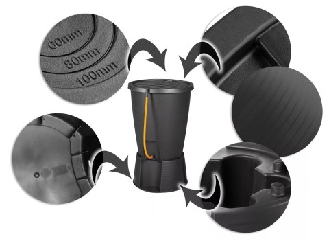 KETER ZBIORNIK NA DESZCZÓWKĘ INDIGO WATER BUTT + BASE GRAFIT 200 L