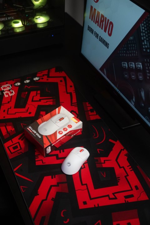 Marvo NIRO 60 Mysz biała, 12000DPI, Tri-Mode