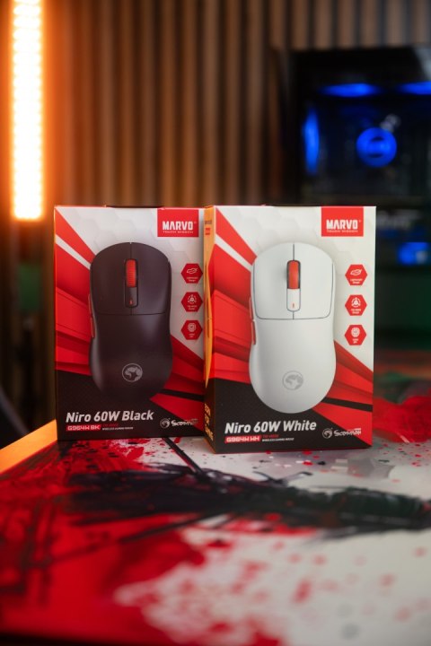 Marvo NIRO 60 Mysz czarna, 12000DPI, Tri-Mode