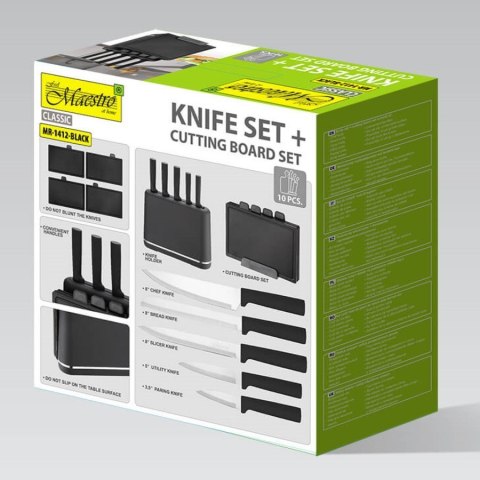 Zestaw noży + desek na podstawce MR-1412-BLACK