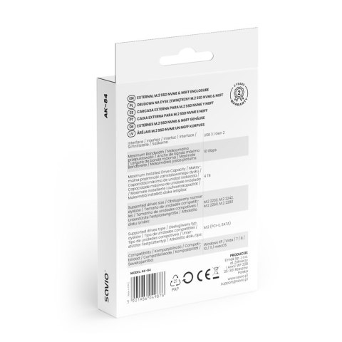 Obudowa na dysk zewnętrzny M.2 SSD NVMe & NGFF Combo AK-84
