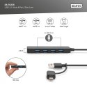 Hub USB 3.0/Koncentrator 4-portowy SlimLine USB A + adapter USB-C 1,2m 5Gbps, złącze zasilania USB-C