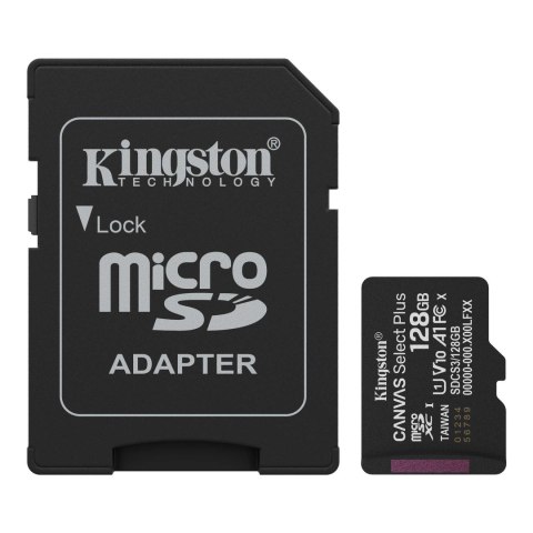 Karta pamięci Kingston microSDXC Canvas Select Plus 128GB C10 UHS-I/U1 A1 V10 + adapter