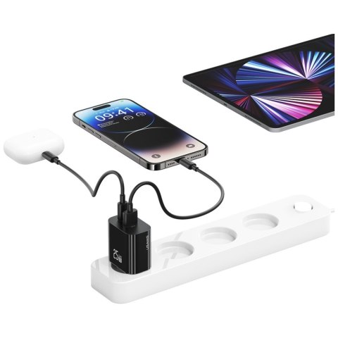 Ładowarka sieciowa 25W 1xUSB-C 1xUSB-A Fast Charging Czarna