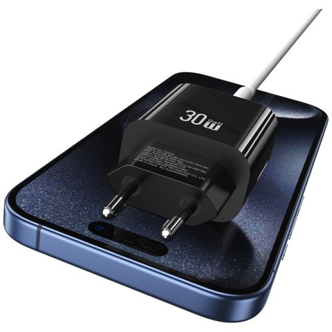 Ładowarka sieciowa 30W 1xUSB-C 1xUSB-A Fast czarging Czarna