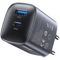 Ładowarka sieciowa T66 45W CC290 GaN Fast charge 1xUSB-A 1xUSB-C srebrny