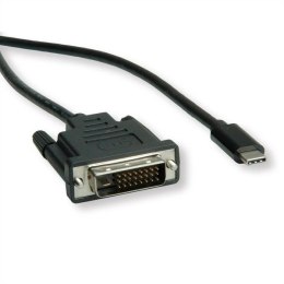 USB/Video kabel, DP Alt Mode, USB C (M) - DVI (24+1) M, 2 m, okrągły, czarny, plastic bag