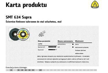 KLINGSPOR ŚCIERNICA LISTKOWA STAL SZLACHETNA WYPUKŁA 125mm P 60 SMT624 SUPRA WYPUKŁA 10 + 2szt.