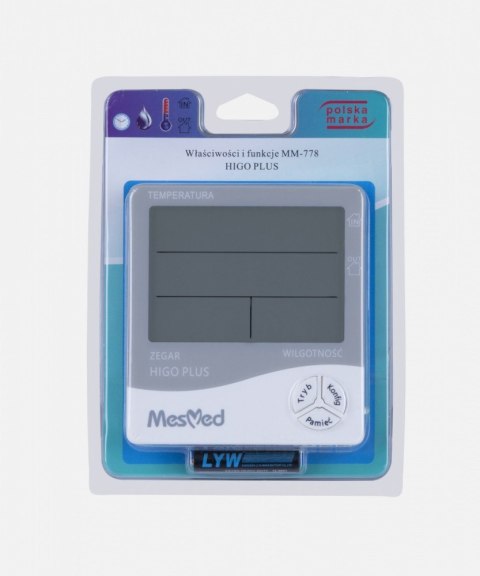 Higrometr MM-778 Higo Plus z fukcją termometru i zegara